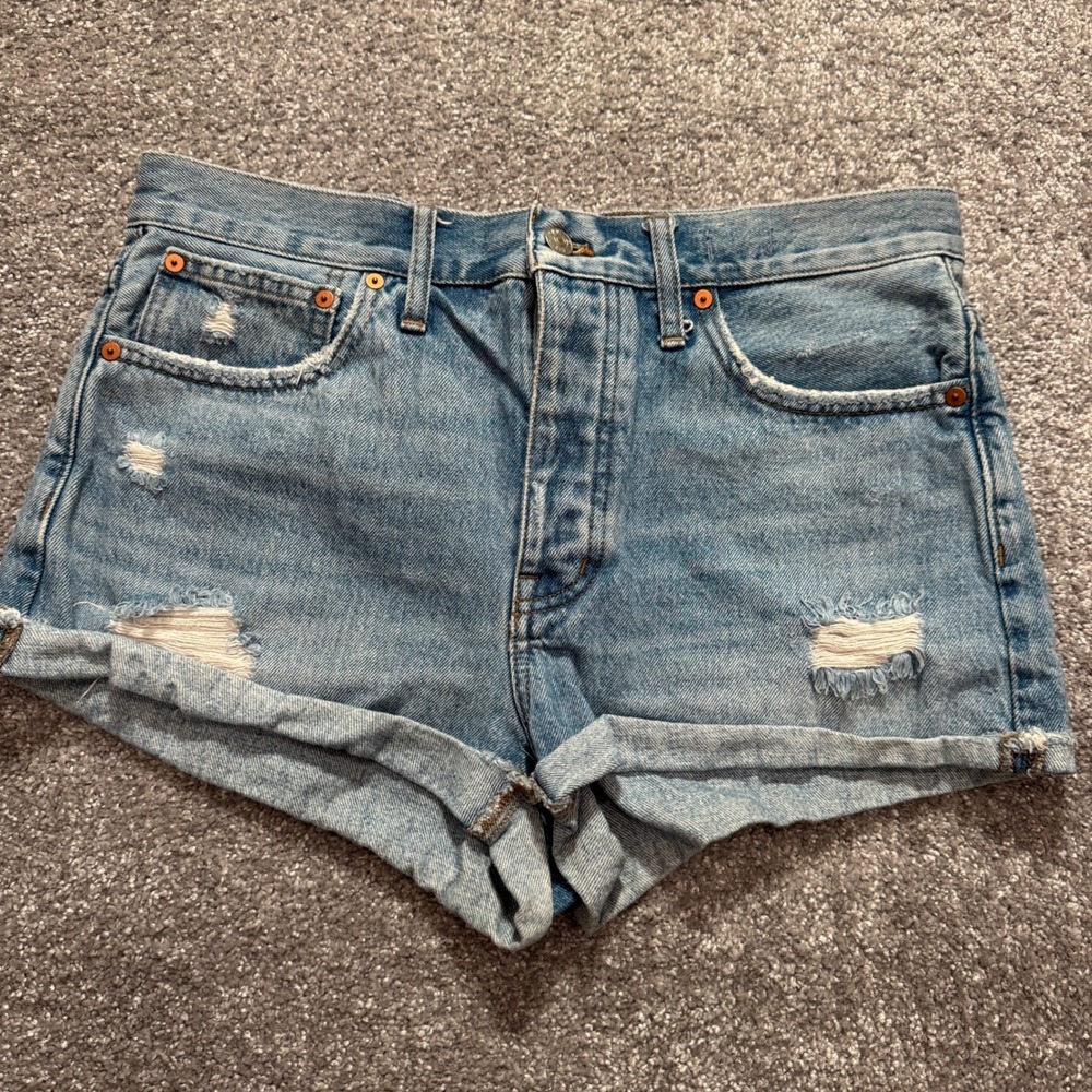 Madewell Shorts Women 27 Blue Denim Cotton Distressed Boho Summer Relaxed Rodeo